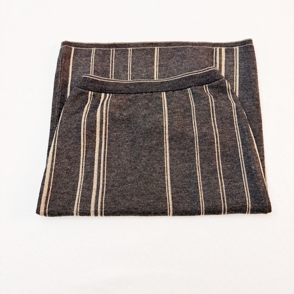 Bruestle Wool Lined Skirt A-Line Grey Striped SZ6 Made in Germany - Picture 5 of 6